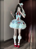 Mint Blue Idol Lolita Top and High-Waist Bubble Skirt Set - image 7