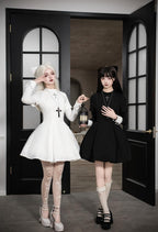 Nihil - Gothic Nun Lolita OP Dress, Irregular Hem Cape and Accessories - image 4