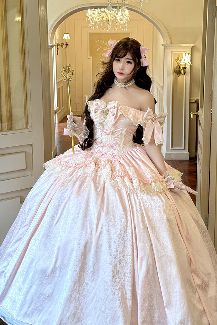 Pink White Moonlight Lover Elegant Lolita Strapless Dress - image 1