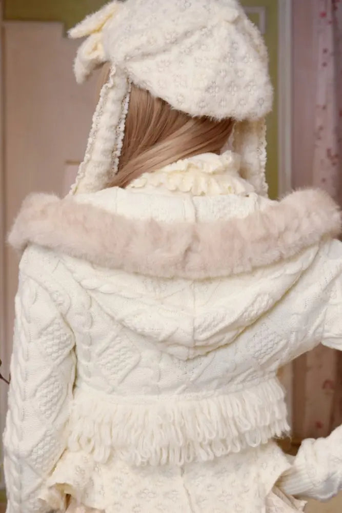 Slavic Beauty Cropped Knit Coat, Cape and Rabbit-Ear Hat Collection - image 5