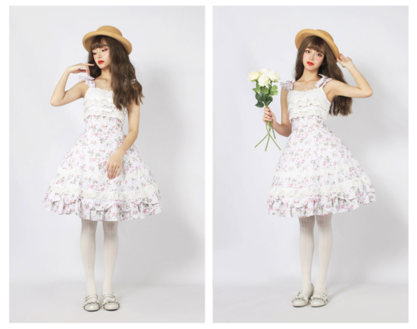 Solid Color Lolita Casual Dress Floral Dress JSK - image 9