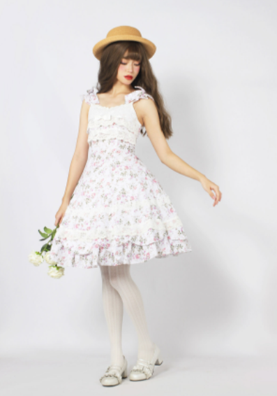 Solid Color Lolita Casual Dress Floral Dress JSK - image 10