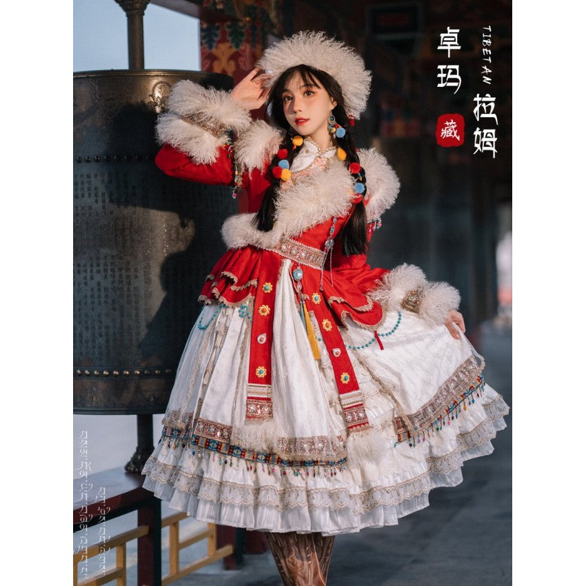 Lhamo Tibetan-Inspired Lolita OP Full Set - image 1