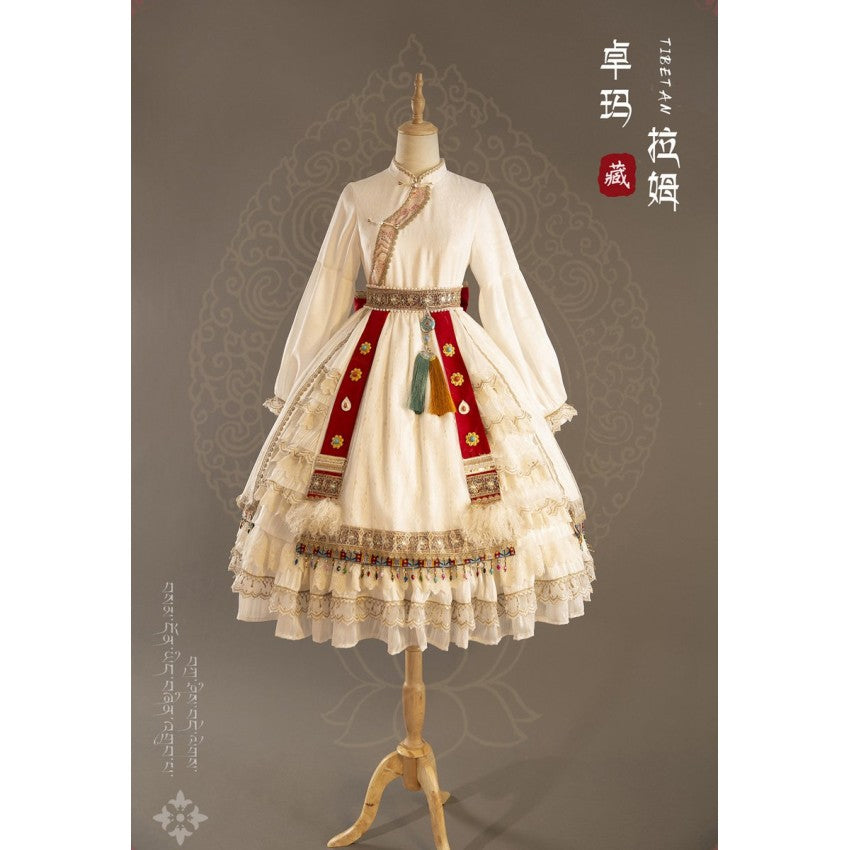 Lhamo Tibetan-Inspired Lolita OP Full Set - image 5