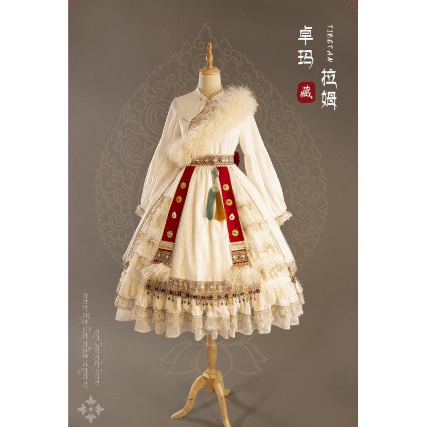 Lhamo Tibetan-Inspired Lolita OP Full Set - image 7