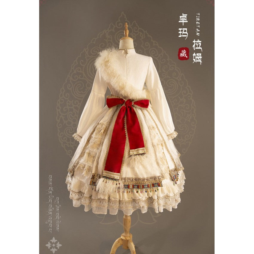 Lhamo Tibetan-Inspired Lolita OP Full Set - image 8