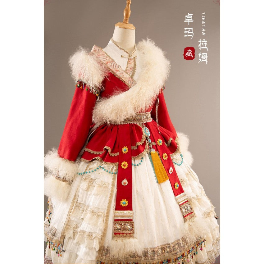 Lhamo Tibetan-Inspired Lolita OP Full Set - image 9