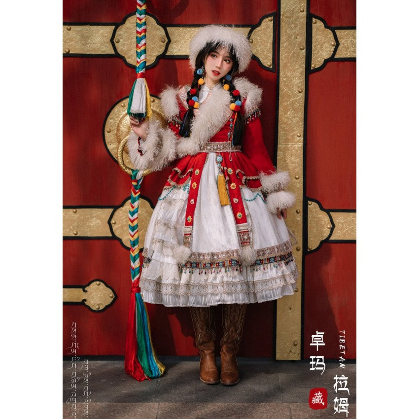Lhamo Tibetan-Inspired Lolita OP Full Set - image 19