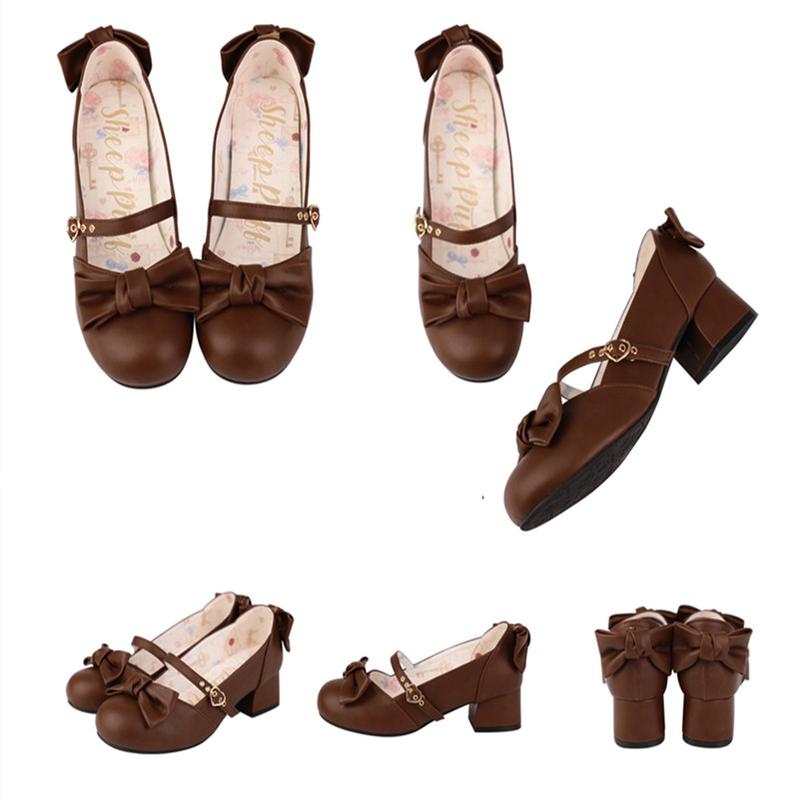 Elegant Lolita Bownot Retro High Heel Shoes - image 18