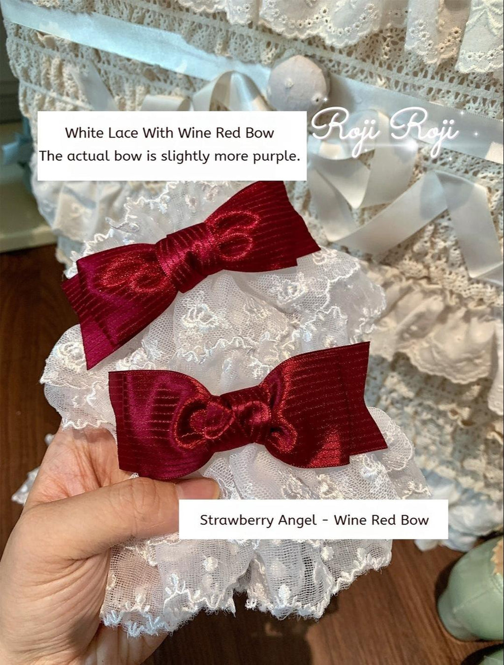 Sweet Lolita Lace Bow Cuffs, Elastic Wrist - image 4