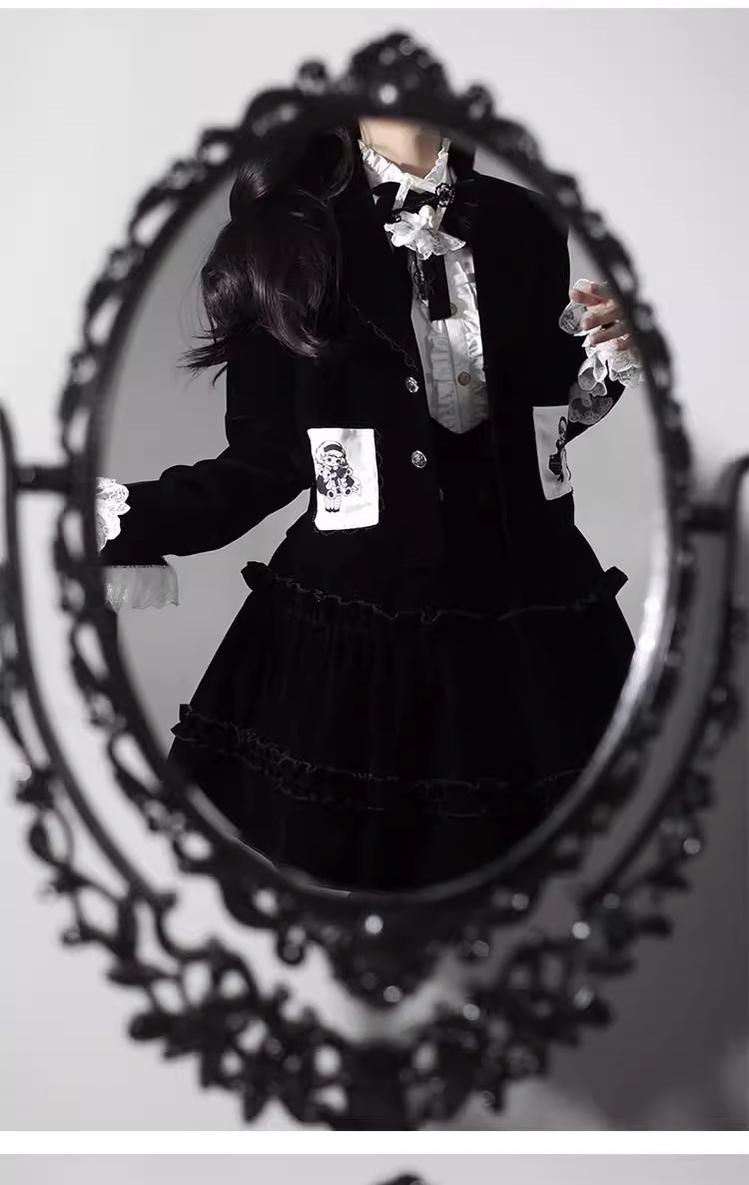 Erosion Heart F-Type - Ouji Lolita Suit Black Velvet Shorts and Skirt - image 39