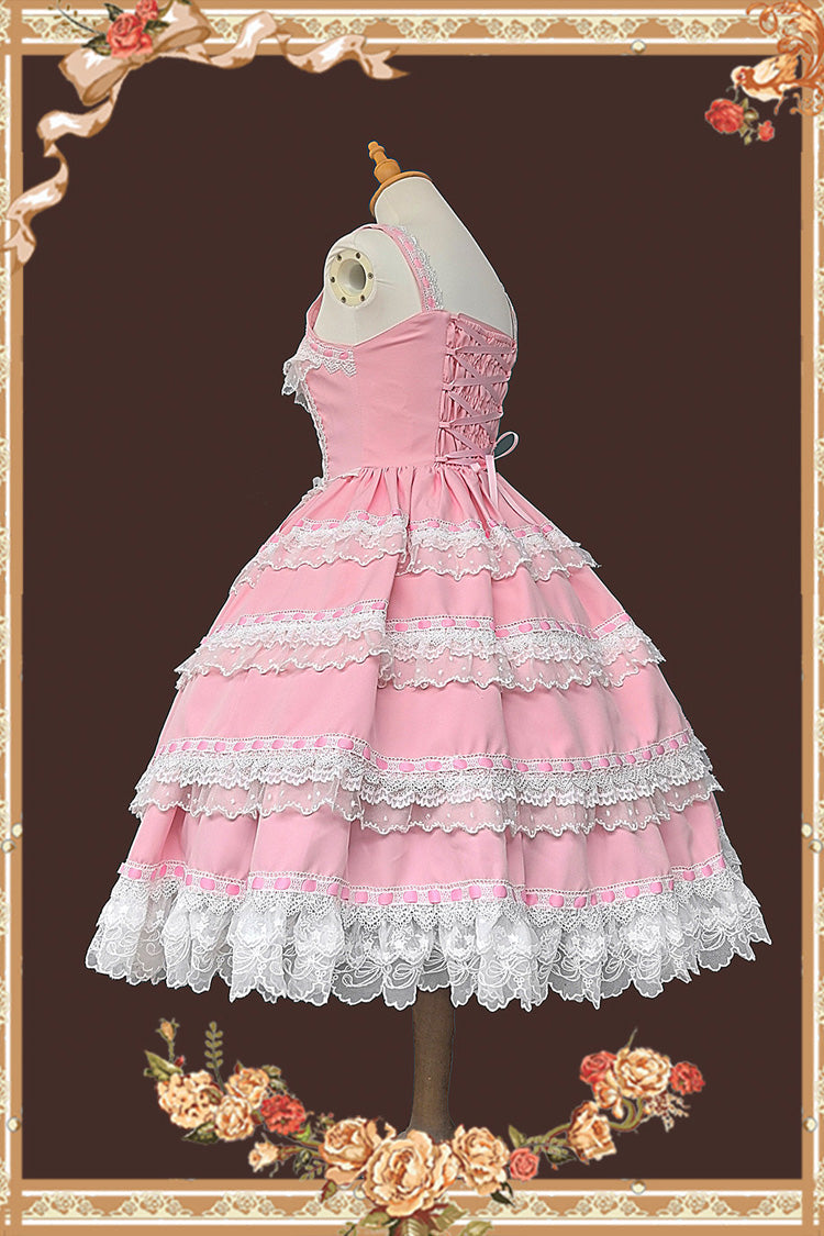 Doll in the Mirror - Square Collar Sleeveless Ruffled Lace-Up Sweet Lolita JSK Dress - image 4