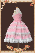 Doll in the Mirror - Square Collar Sleeveless Ruffled Lace-Up Sweet Lolita JSK Dress - image 4