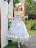 Blue Long Flounce Hem Lolita JSK Dress Set - image 1