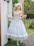 Blue Long Flounce Hem Lolita JSK Dress Set - image 1