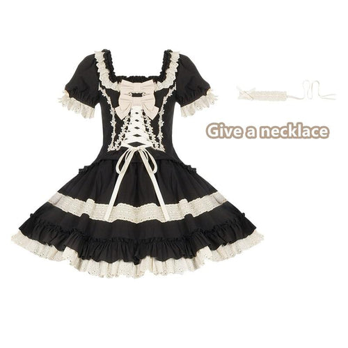 Classic Black Lolita OP Dress, Petticoat and Accessories - image 21