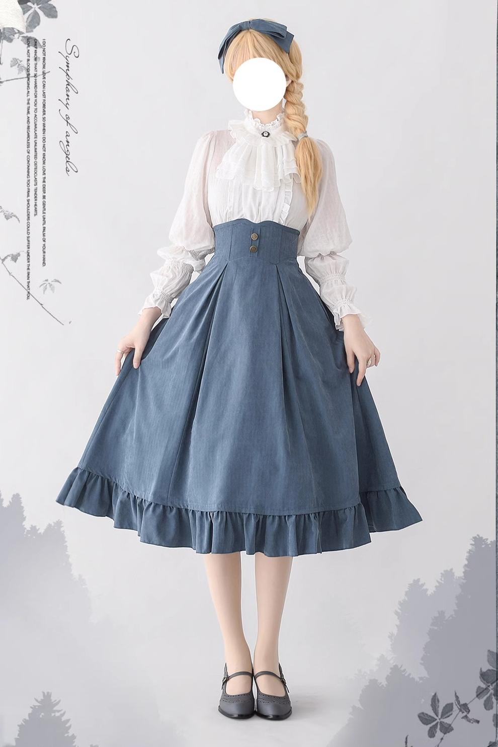 Misty Forest Elegant Vintage Lolita Fishbone Long Skirt and Vest - image 4