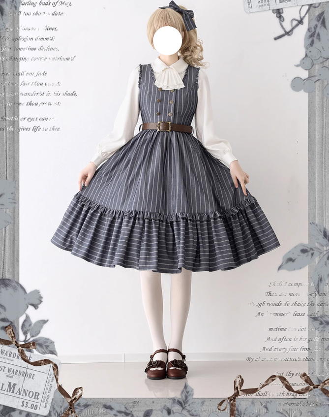 Little Manor - Classical Lolita JSK Dress & Long Sleeve Blouse - image 3