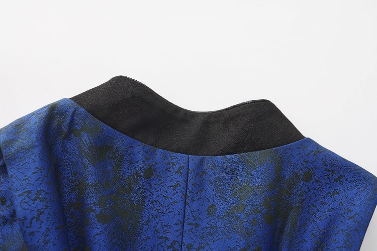 Dark Blue Asymmetrical Ouji Waistcoat and Sleeveless Coat - image 6
