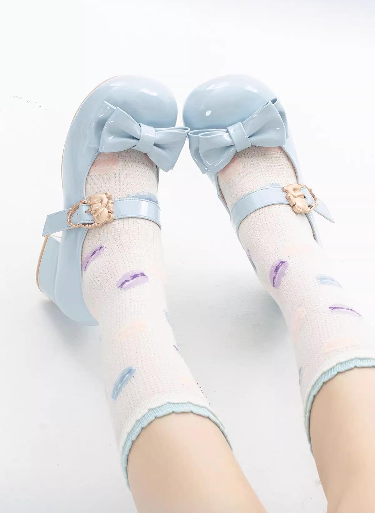 Hug Bear - Sweet Lolita Heel Shoes Bear Metal Buckle Bow Shoes - image 30