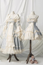 Letter Paper - Long Sweet Lolita JSK Dress in Blue - image 9