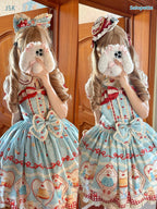 Showa Dessert Showcase - Kawaii Lolita JSK/Salopette Dress Suit, Pudding-Inspired - image 69