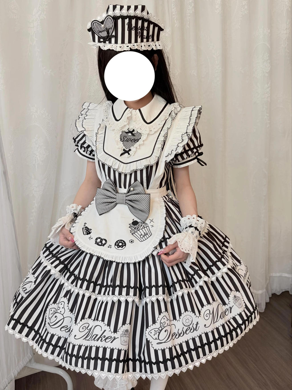 Sweet Butler - Maid Lolita Striped OP Dress, Embroidered Collar - image 24
