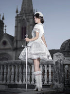 White Lily Embroidery Lace Gothic Lolita Dress - image 11