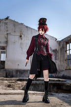 Red and Black 4.0 - Ouji Lolita Long Vest & Red Blouse - image 4