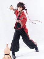 Black and Red Chinoiserie Shirt Pants and Outerwear Set - image 1