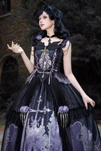Skull Magic Gothic Lolita Top and Skirt Set in Black and Blue - image 6