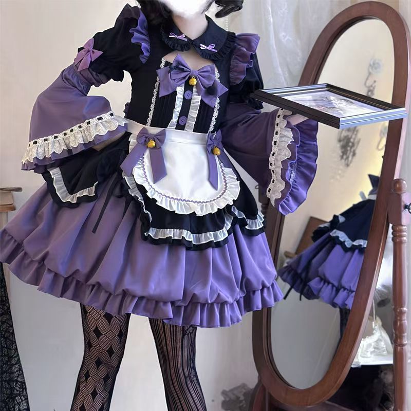 Oath Maid Purple Bubble Sleeve Sweet Lolita OP Dress Plus Size - image 2
