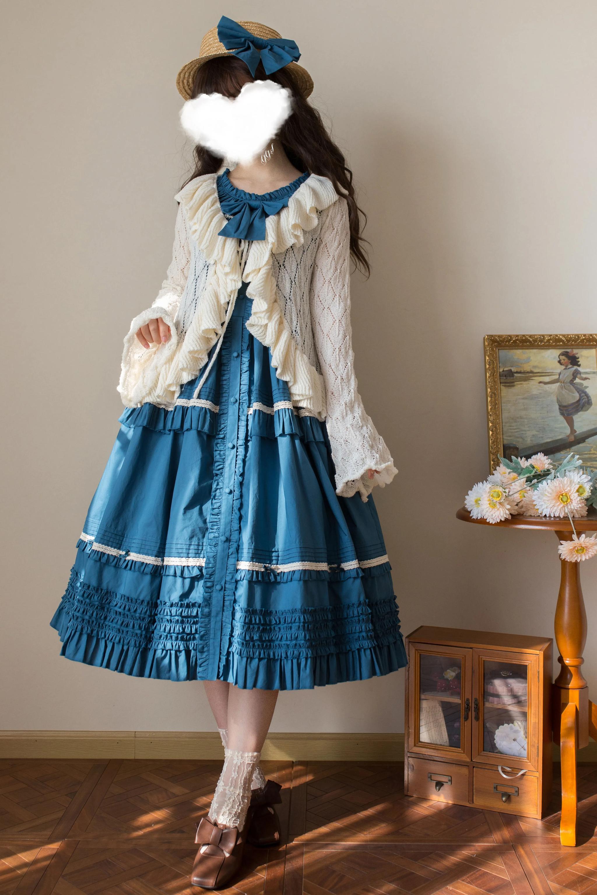 Sunset Bouquet - Elegant Lolita Cardigan, Flounce Hem - image 16