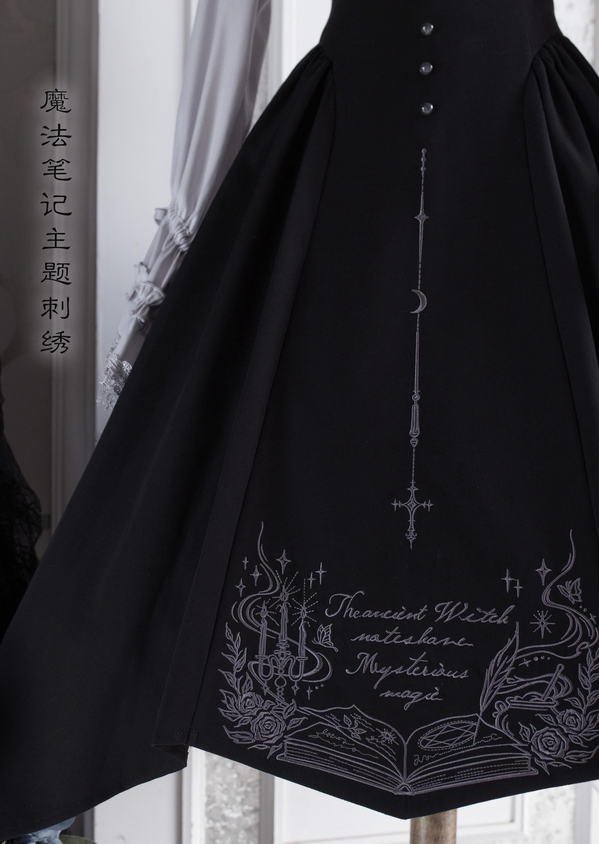 Witch Notes - Gothic Lolita Embroidered Dress Suit, Cross and Rose Print - image 17