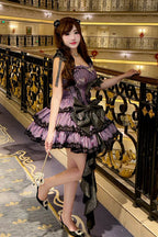 Galaxy of Fallen Tears - Sleeveless Glitter Series Triple-Layered Ruffled Bow Asymmetric Sweet Lolita JSK Dress - image 2