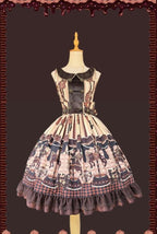 Chocolate Carousel - Peter Pan Collar Old School Lolita JSK Dress, Carousel Print and Accessories - image 7