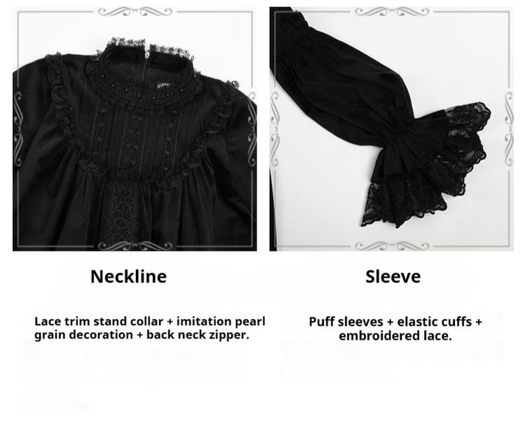 Dawn Bell & Dusk Song - Gothic Lolita Velvet OP Dress, Back Zipper and Accessories - image 24