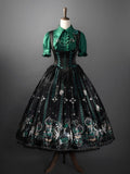 Green Rosette and Skull Print Gothic Corset JSK - image 1