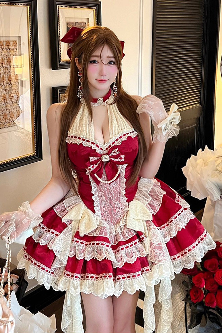Beloved Young Lady - Sweet Lolita Halterneck Dress in Red - image 1