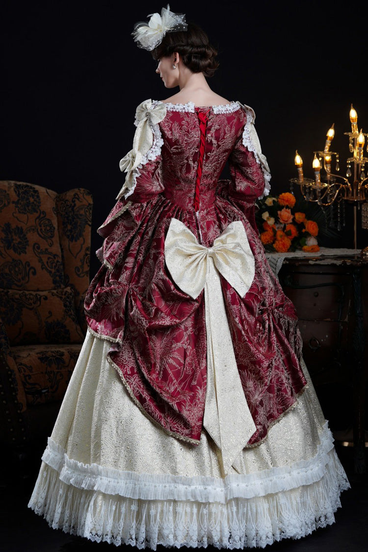 Wine and Ivory Classic Victorian Lolita Hime-Sleeve Dress - image 3