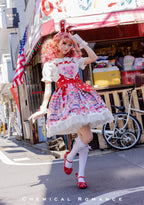 Sweetheart Doll Machine - Sweet Lolita Printed Salopette - image 21