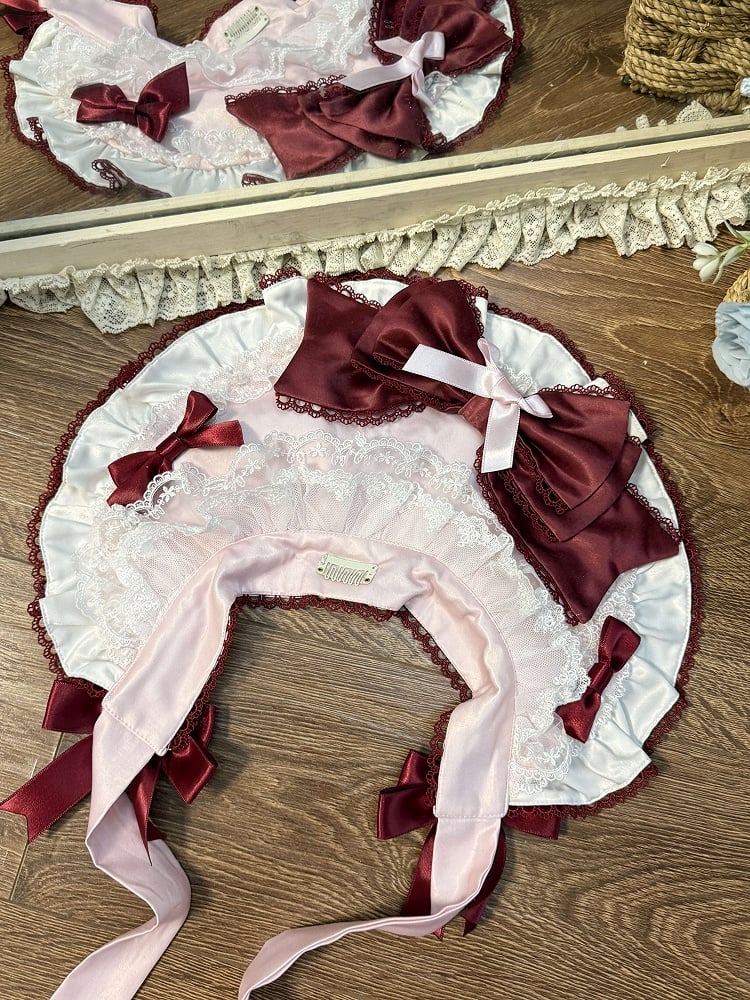 Teddy and Strawberry Embroidery Pink Sweet Lolita OP Dress Full Set - image 8