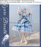 Blue Breath Jellyfish - Classic Lolita JSK Dress, Side Zipper - image 8
