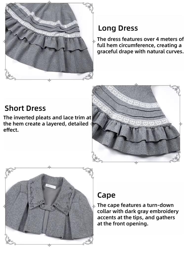 Reminisce - Pile Classic Lolita Dress, Detachable Cape and Accessories - image 7