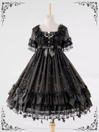 Whisper of Stars - Vintage Lolita Black OP Dress, Constellation-Themed - image 2