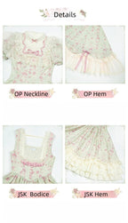 Wind Swept Roses - Classic Lolita Rose Printed Dress Set, Petal Hem - image 7