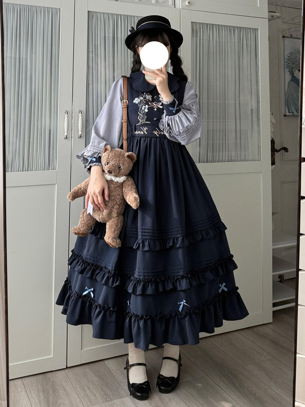 Verdant Name - High-waisted Classic Lolita Dress, Embroidered Bellflower - image 5