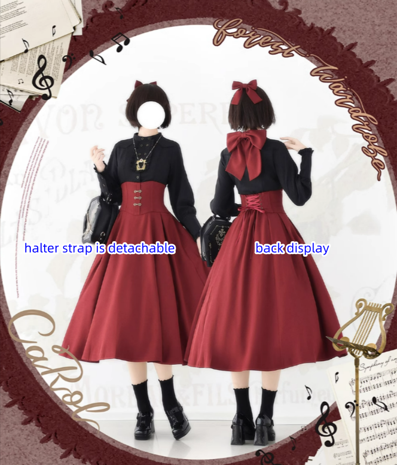 Vintage Lolita Fishbone Halter Skirt and Autumn Jacket - image 11