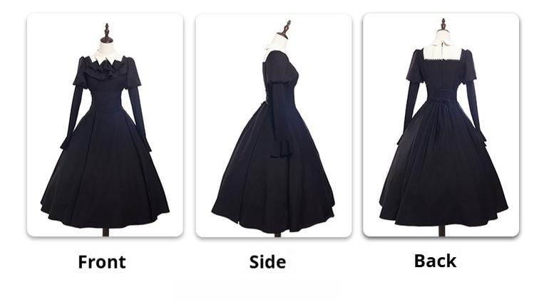 Gothic Lolita OP Dress Nun Style Fishbone Skirt - image 4