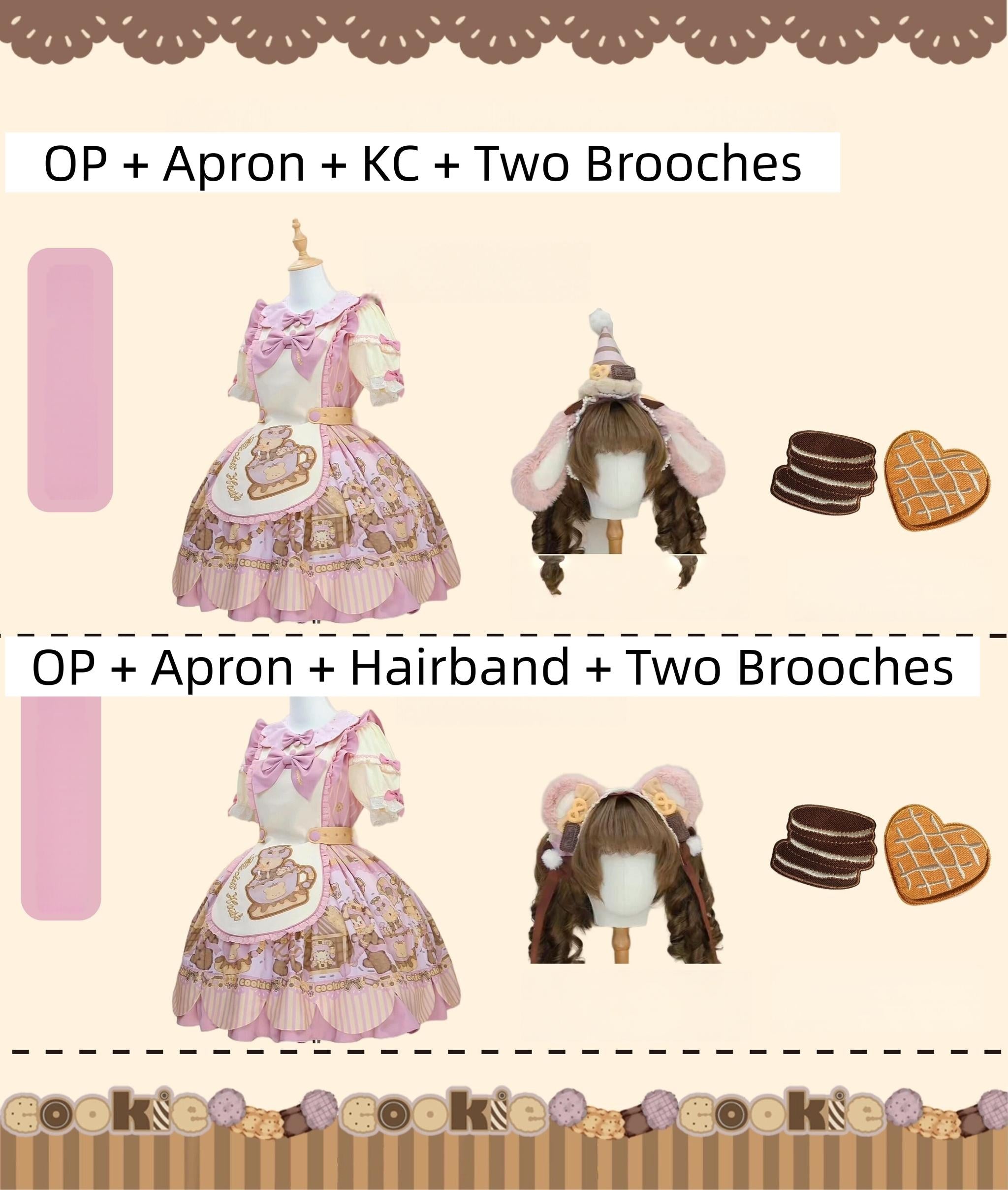 Bear Biscuit SP - Kawaii Lolita Bear Printed Dress Set with Bows - image 3